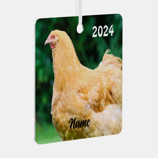 Personalized Buff Orpington Hen  - Pet Chicken メタルオーナメント (正面右)
