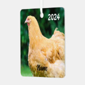 Personalized Buff Orpington Hen  - Pet Chicken メタルオーナメント (正面左)