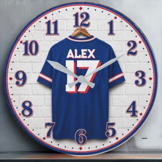 Personalized Buffalo Football Jersey ラージ壁時計
