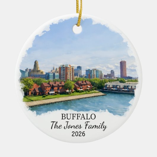 Personalized Buffalo Ornament, Custom New York セラミックオーナメント (正面)