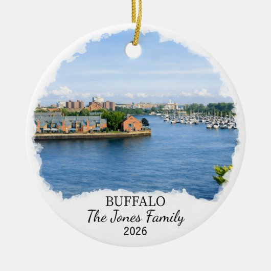 Personalized Buffalo Ornament, Custom New York セラミックオーナメント (正面)