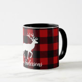 Personalized Buffalo Plaid Deer Family Name Mug Gi マグカップ (正面右)