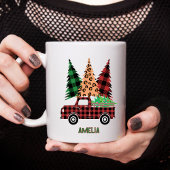 Personalized Buffalo Plaid Truck コーヒーマグカップ