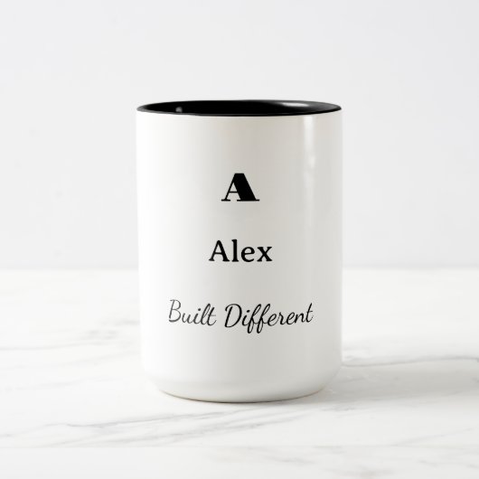 Personalized Built Different Coffee Mug Initial ツートーンマグカップ (中央)