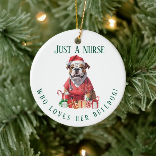 Personalized Bulldog Nurse Christmas Keepsake セラミックオーナメント (ツリー)