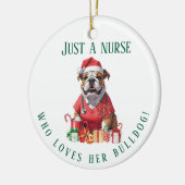 Personalized Bulldog Nurse Christmas Keepsake セラミックオーナメント (左)