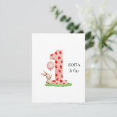 Personalized Bunny 1st Birthday Cards for Girl シーズンカード (スタンド正面)
