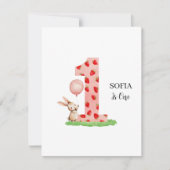 Personalized Bunny 1st Birthday Cards for Girl シーズンカード (正面)