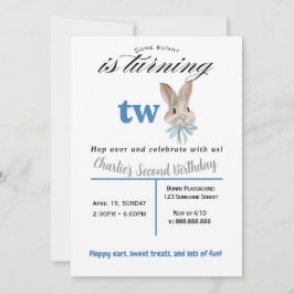 Personalized Bunny 2nd Birthday Invitation 招待状