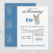 Personalized Bunny 2nd Birthday Invitation 招待状 (正面/裏面)