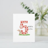 Personalized Bunny 5th Birthday Card for Girls シーズンカード (スタンド正面)