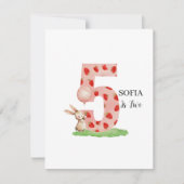 Personalized Bunny 5th Birthday Card for Girls シーズンカード (正面)
