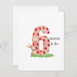 Personalized Bunny 6th Birthday Card for Girls シーズンカード