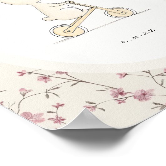 Personalized Bunny Art – Name Date Birth Nursery ポスター (角)