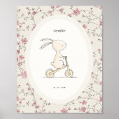 Personalized Bunny Art – Name Date Birth Nursery ポスター (正面)