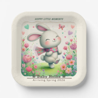 Personalized Bunny Baby Shower Plates ペーパープレート