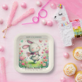 Personalized Bunny Baby Shower Plates ペーパープレート (パーティー)