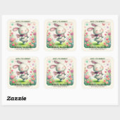 Personalized Bunny Baby Shower Stickers スクエアシール (シート)