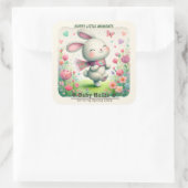 Personalized Bunny Baby Shower Stickers スクエアシール (バッグ)