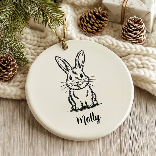 Personalized Bunny Christmas セラミックオーナメント