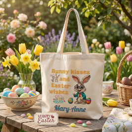 Personalized Bunny Kisses Easter トートバッグ
