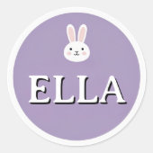 Personalized Bunny Name Sticker – Cute Design  ラウンドシール (正面)