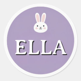Personalized Bunny Name Sticker – Cute Design  ラウンドシール