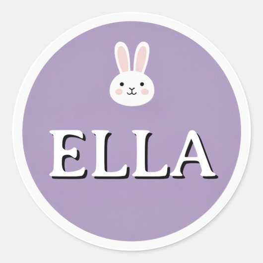 Personalized Bunny Name Sticker – Cute Design  ラウンドシール (正面)