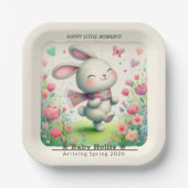 Personalized Bunny Paper Party Plates ペーパープレート (正面)