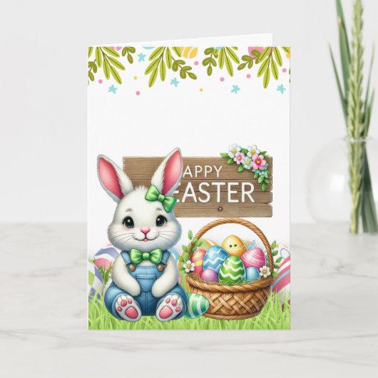 Personalized Bunny-Themed Easter Card  カード (正面)
