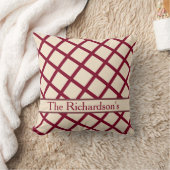 Personalized Burgundy Cream Lattice Elegant Chic クッション (ブランケット)