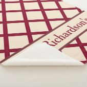 Personalized Burgundy Cream Lattice Elegant Chic シェルパブランケット (3/4)