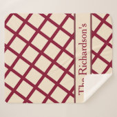 Personalized Burgundy Cream Lattice Elegant Chic シェルパブランケット (正面(横))