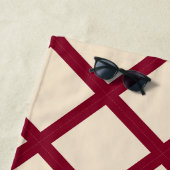 Personalized Burgundy Cream Lattice Elegant Chic ビーチタオル (インサイチュ)