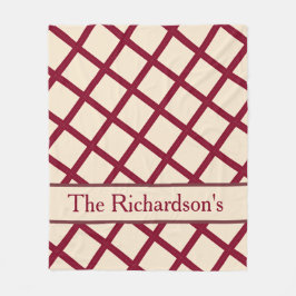 Personalized Burgundy Cream Lattice Elegant Chic フリースブランケット