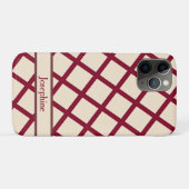 Personalized Burgundy Cream Lattice Elegant Chic Case-Mate iPhoneケース (裏面(横))