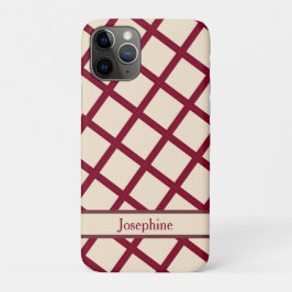 Personalized Burgundy Cream Lattice Elegant Chic iPhone 11 Proケース