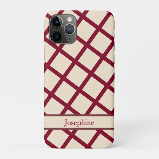 Personalized Burgundy Cream Lattice Elegant Chic Case-Mate iPhoneケース (裏)