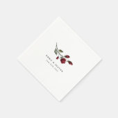 Personalized Burgundy Floral Wedding Napkins スタンダードカクテルナプキン (角)
