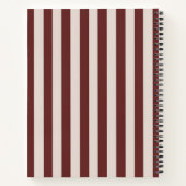 Personalized Burgundy & Ivory Stripe ノートブック (裏面)