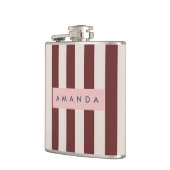 Personalized Burgundy & Ivory Stripe フラスク (左)