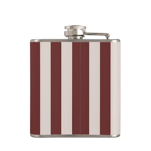 Personalized Burgundy & Ivory Stripe フラスク (裏面)