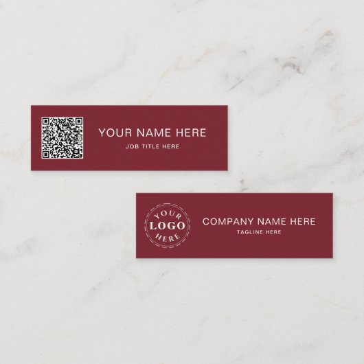 Personalized Burgundy Mini Calling Card Design コーリングカード (正面/裏面)