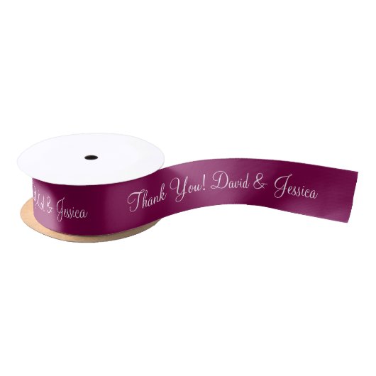 Personalized burgundy red wedding favor ribbon サテンリボン (リール)