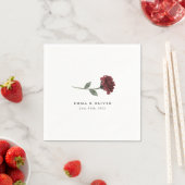 Personalized Burgundy Rose Floral Wedding スタンダードカクテルナプキン (インサイチュ)