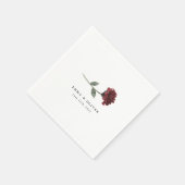 Personalized Burgundy Rose Floral Wedding スタンダードカクテルナプキン (角)