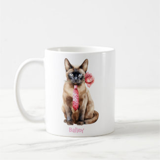 Personalized Burmese Cat Valentine's Day コーヒーマグカップ
