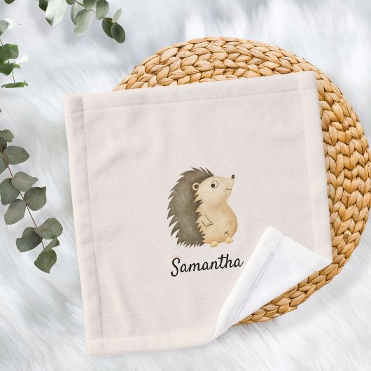 Personalized Burp Cloth with Hedgehog Design ウォッシュタオル