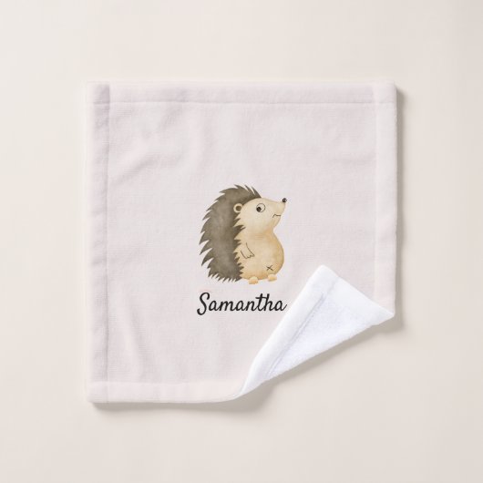 Personalized Burp Cloth with Hedgehog Design ウォッシュタオル (ウォッシュタオル)