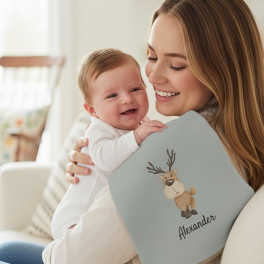 Personalized Burp Cloth with Moose ウォッシュタオル